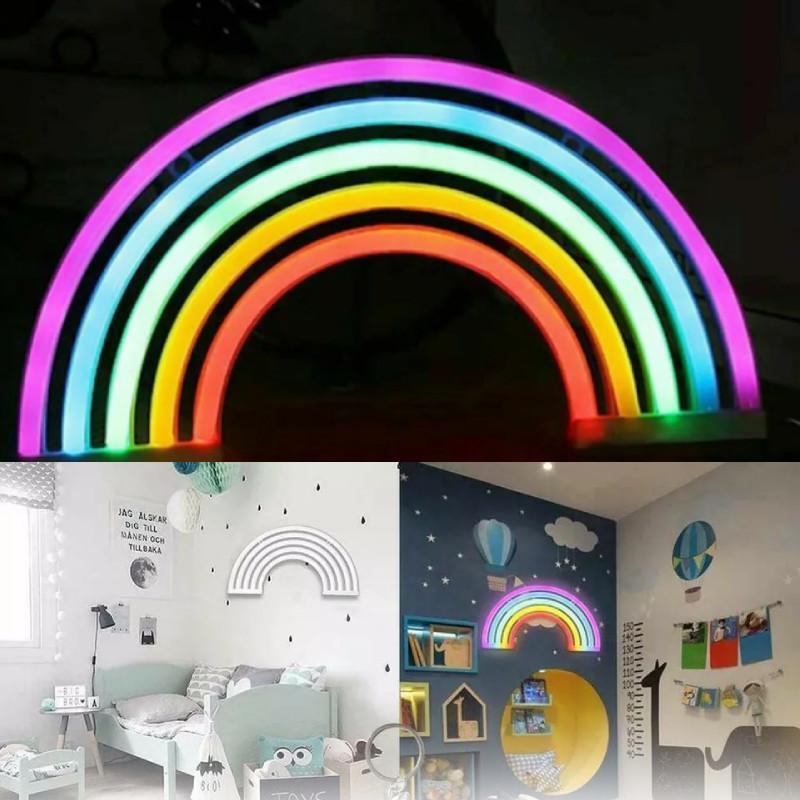 Led Colorful Rainbow Neon Sign Light Wall Hanging Night Lamp Bar Party Home