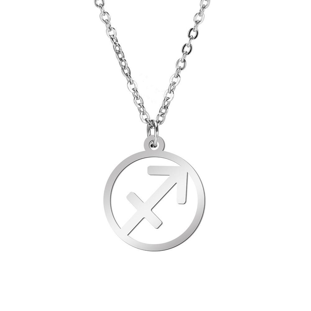 Lemegeton Zodiac Women's Necklace 12 Constellations Stainless Steel Pendant Choke Astrology Aries Leo Ring Jewelry Birthday Gift