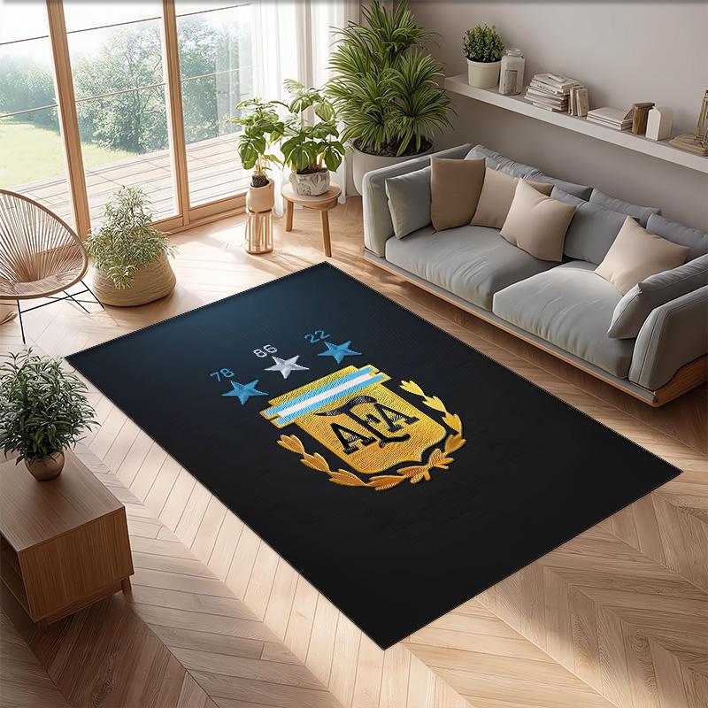 Argentina Printed Flannel Area Rug Non Slip Soft Polyester Floor Carpet Indoor Decor Mat for Bedroom Living Room Sofa Game Room Home Decoration