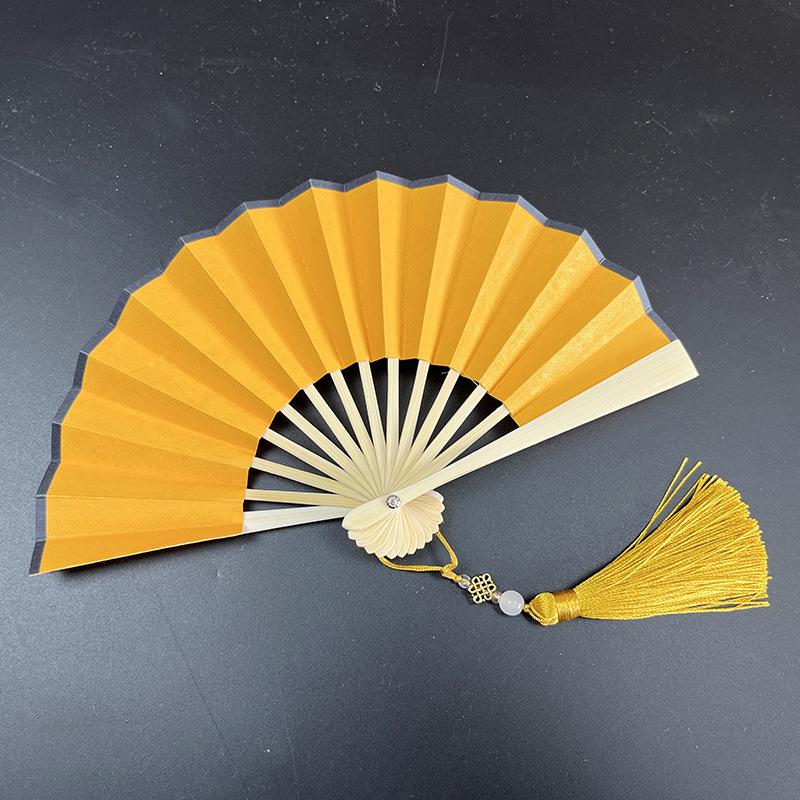 Ventaglio pieghevole mini in carta Xuan verde scuro dorata da 4-6 pollici per calligrafia e pittura