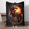 1PC Flaming Skull and Dragon  Print Adult Children Warm Blankets Home Travel Car Soft Comfortable Suitable for All Seasons