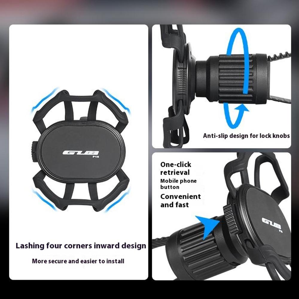 GUB P16 Bike Phone Holder Rotatable Detachable Silicone Phone Mount for Bicycle E-Bike Scooter