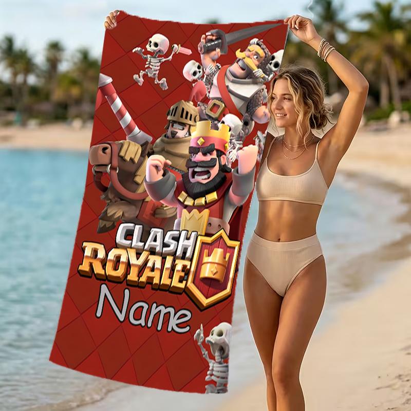 Customizable personalized beach towels Clash Royale themed designs.Suitable for the beach, yoga, sports;ideal as beach accessories