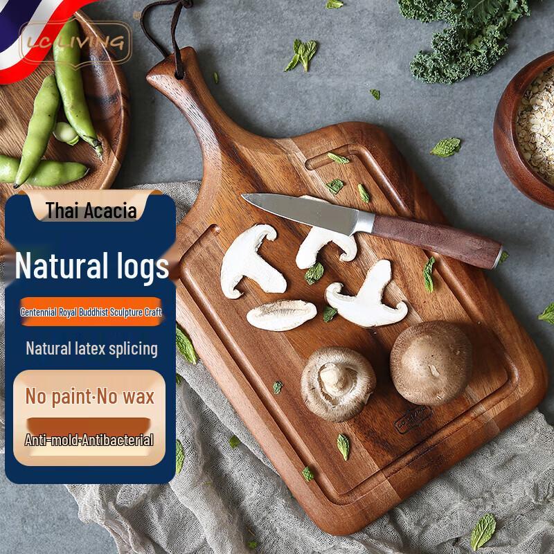 LC LIVING Large Acacia Wood Cutting Board with Handle