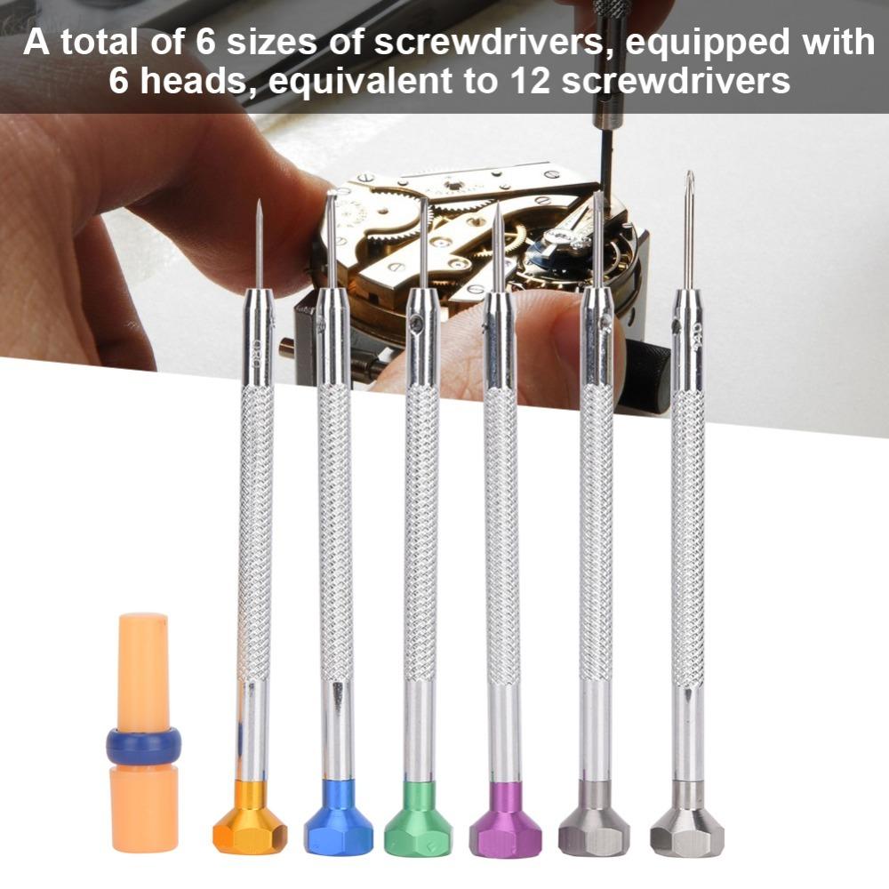 6pcs Silver Watch Screwdriver Aluminum Construction Watch Repair Tools  Watchmaking
