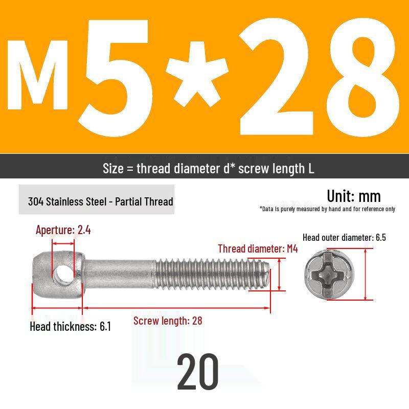 304 Stainless Steel Lead Seal Galvanized Meter Screw with Cross Hole