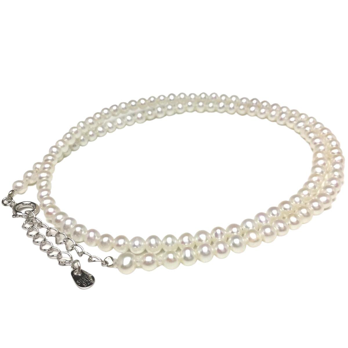 Isowa Pearl (Ise-Shima pearl specialty store) Freshwater pearl necklace 3.5-4.0mm White Silver Adjustable 70120