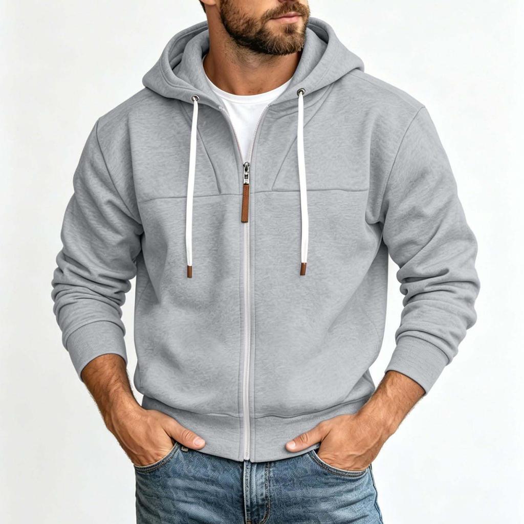 Men's -Lined Zip-Up Hoodie Sweatshirt Color for Daily Wear and Outdoor Activities