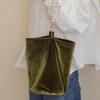 Ielgy Plush Bag Retro Green Velvet Pearl Chain High-End Niche All-Match Portable One-Shoulder Cloth Bag