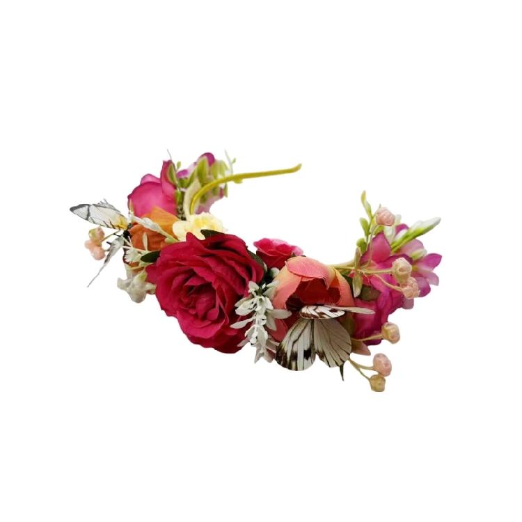 Beautiful Cloth Fabric Flower Headband Hair Hoop With Butterfly Detail For Women Girls Special Event And Daily Use