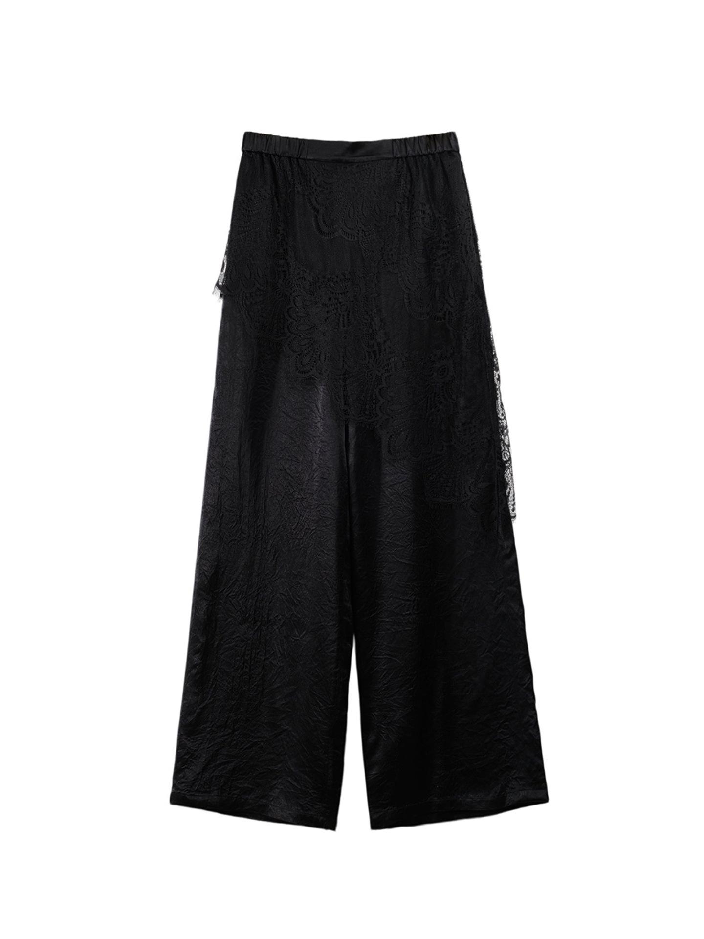 

Women s Summer Lace Layered Wide-Leg Casual Pants - Chinese Style P0323 Large белый