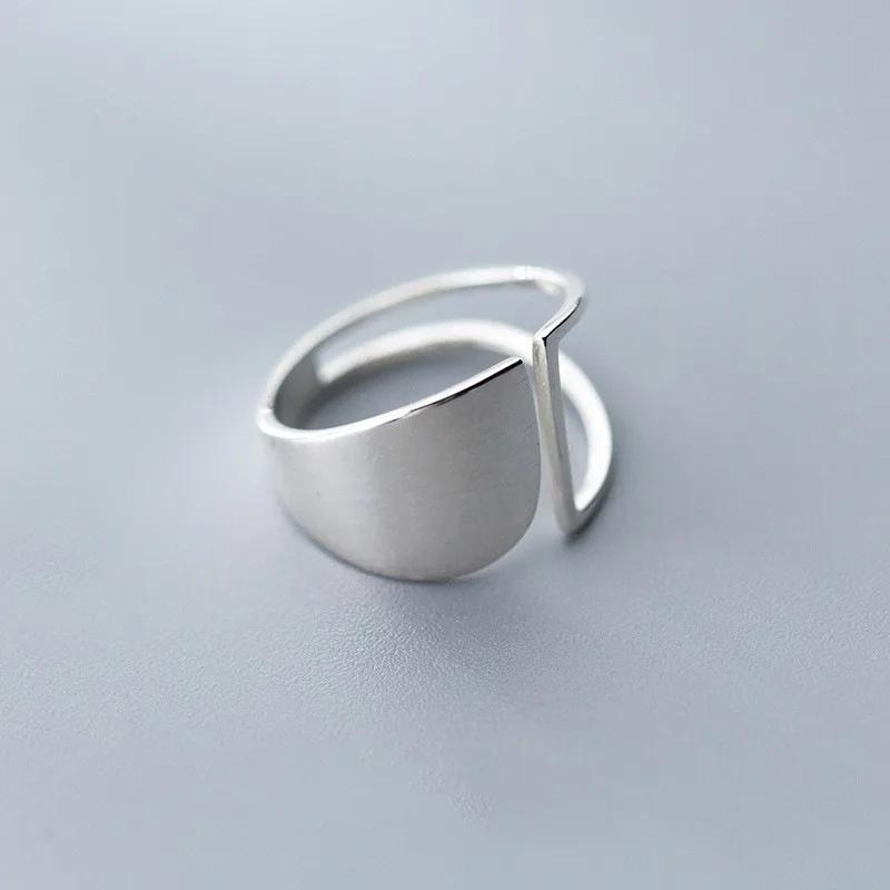 Silver Simple Punk Hollow Rings for Women Geometric Fashion Open Adjustable Handmade Party Jewelry Gift Allergy Engagement Ring