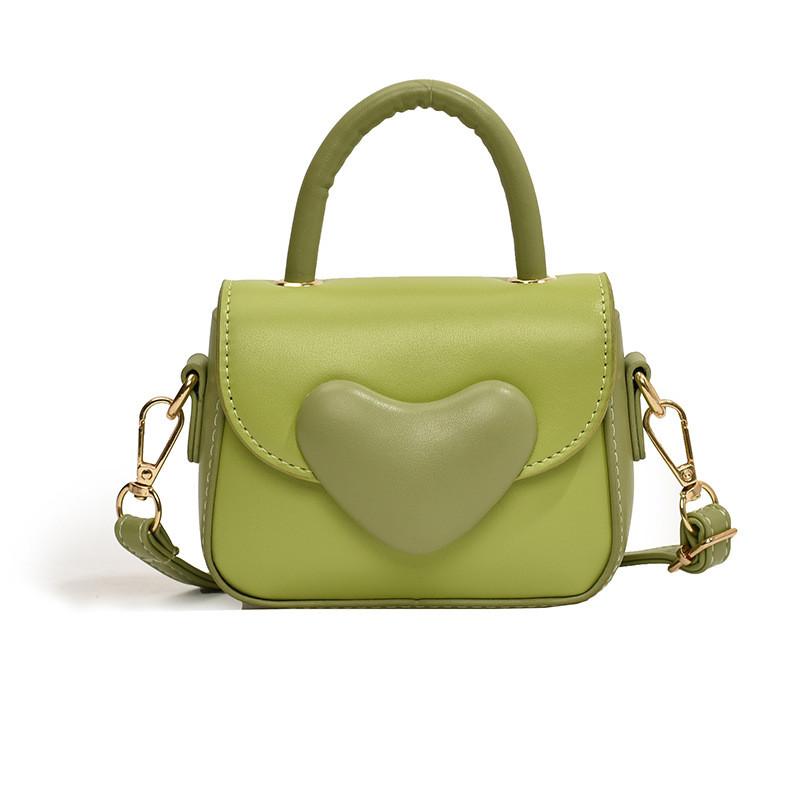 

Sweet Cute Children s Handbag Adorable Heart Shaped Crossbody Bag In Candy Colors зелений