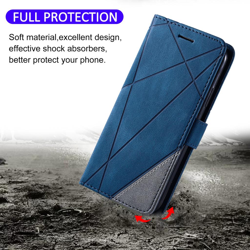 Für iPhone 15 Pro Magnetische Hülle Splicing Design Brieftasche Ständer Handyhülle