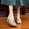 Casual High Heel Embroidered Slippers Woman Chinese Style Theatrical Face Oxford Flat Women's Shoes Home Slippers Wedge Shoes