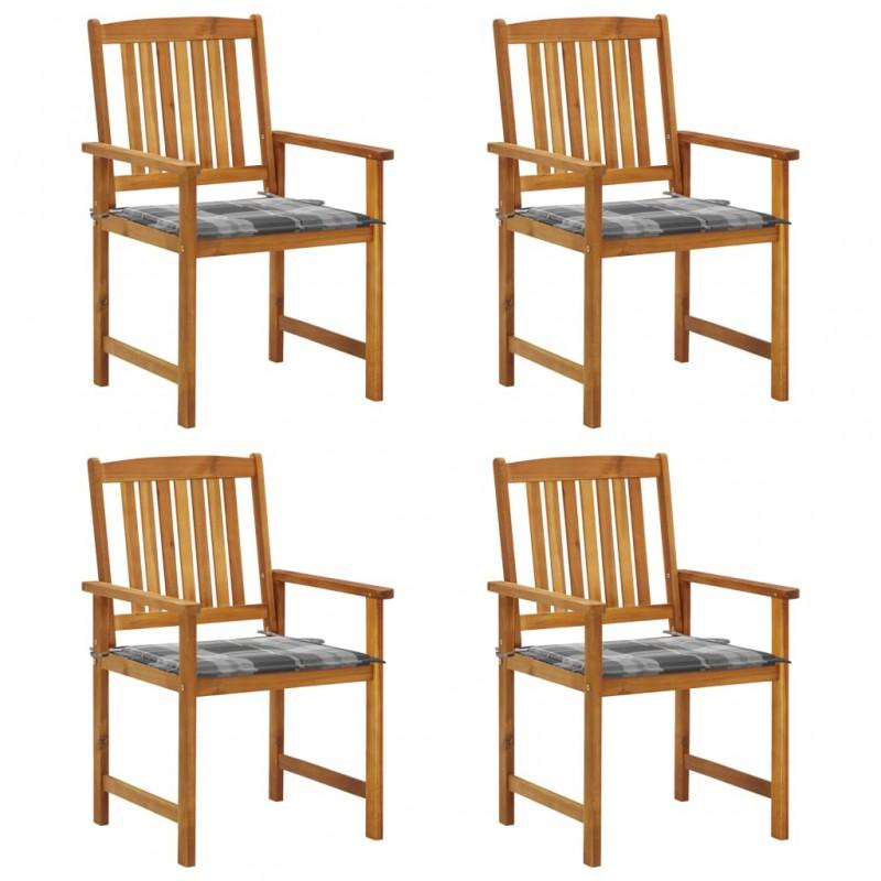 Day and Night - Day and Night Garden Chairs with Cushions 4 Units Solid Acacia Wood