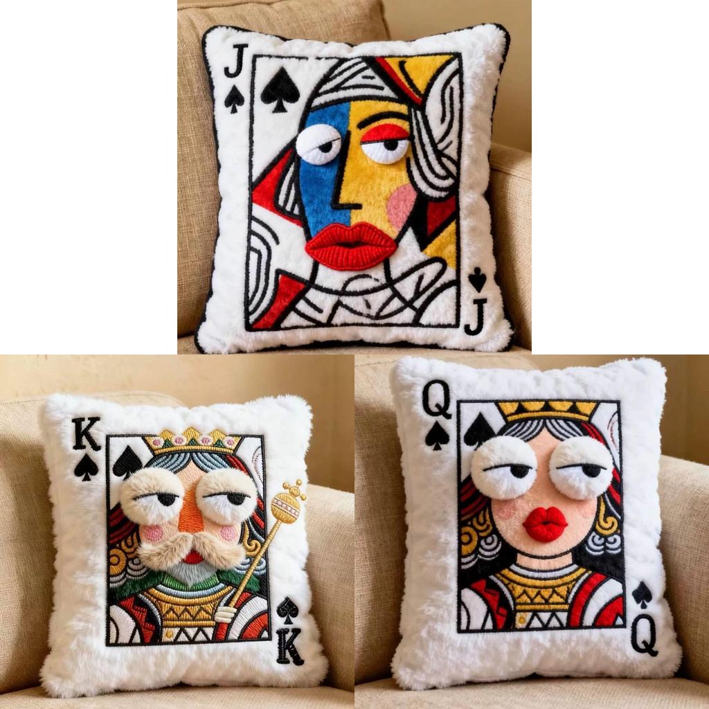 Kristallwasser-Plüsch-Spielkartenkissen mit Stickerei und süßem Charakterdesign für Geschenke und Wohnzimmerdekoration