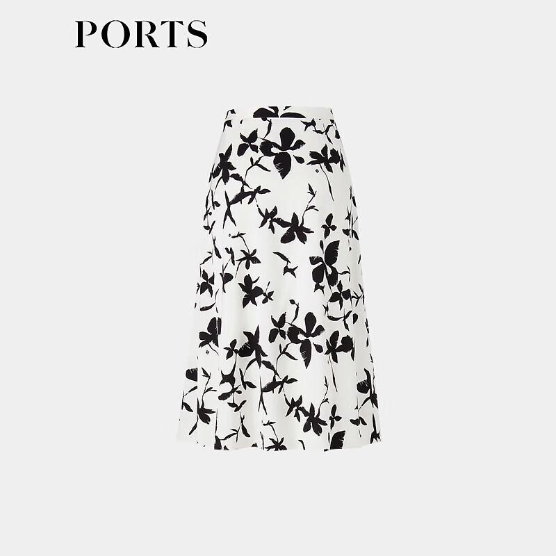 PORTS Silk Blend A-Line Midi Skirt