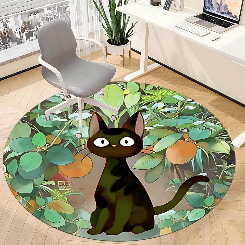 1pc Cat Garden Office Round Area Rug, Under Office Chairs Bedroom Living Room Home Decor, Room Deco, Available In Various Sizes 228
