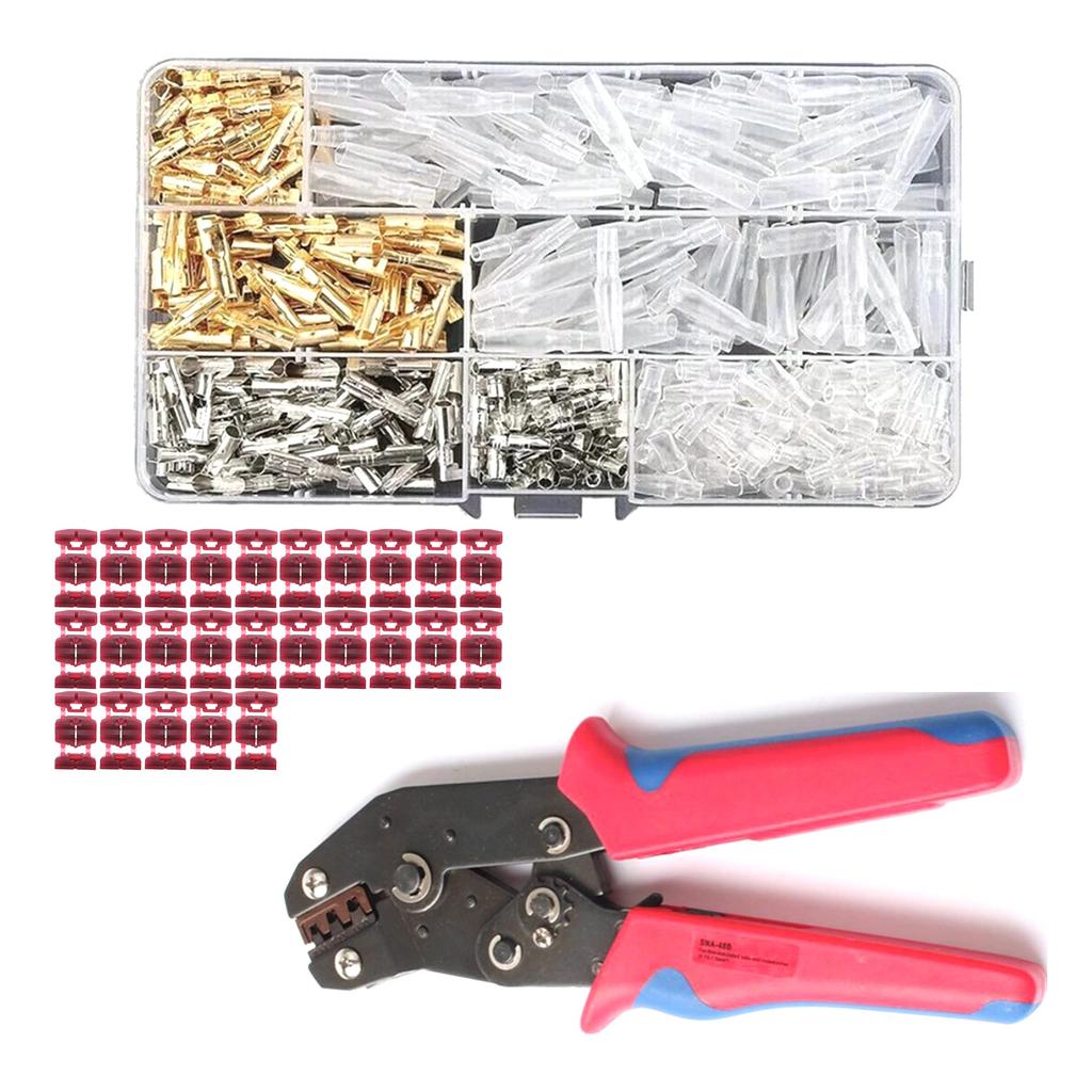 Deepa Set with Crimping Pliers for 100 Terminals 25 Electro and a Set for DIY and Motorcycles 3-Piece (0.8sq - 2.5sq), Ratchet-Type Taps, 3-Piece