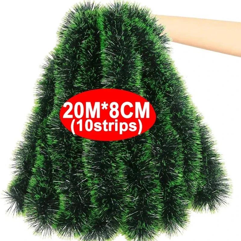 20/2m Christmas Green Cane Ribbons Garland DIY Xmas Tree Ornaments Cane Ribbon Wreath Hanging Pendents Home Party Decor Supplies