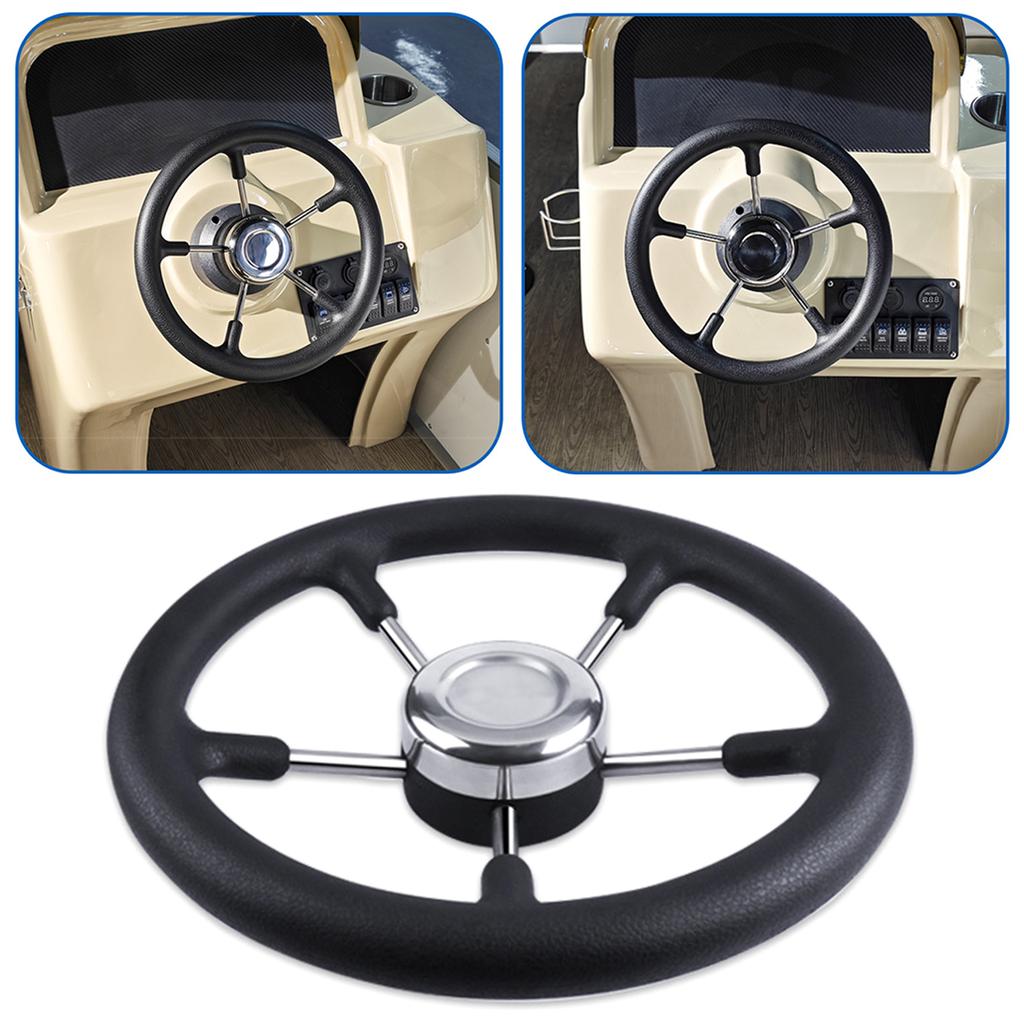 Simple To Install Boat Steering Wheel Stainless Steel Construction 13" Diameter For Long Lasting Use