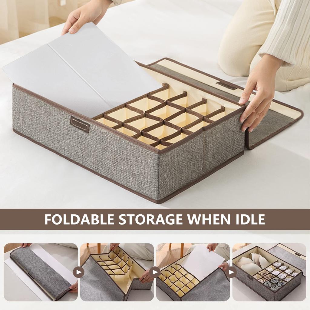 Underwear Storage Box With Compartments 17/13 Grids Dormitory Drawer Style Storage Organizer for Socks Underwears Bra Shirts