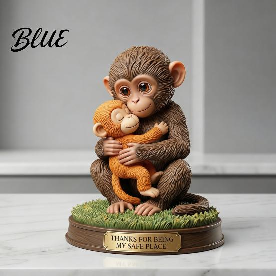 Niedliche Affen-Sammlerfigur Kleiner Affe hält Stofftier Dekorative Statue Schreibtischornament für Wohnzimmer Schlafzimmer Büro Tischdekoration