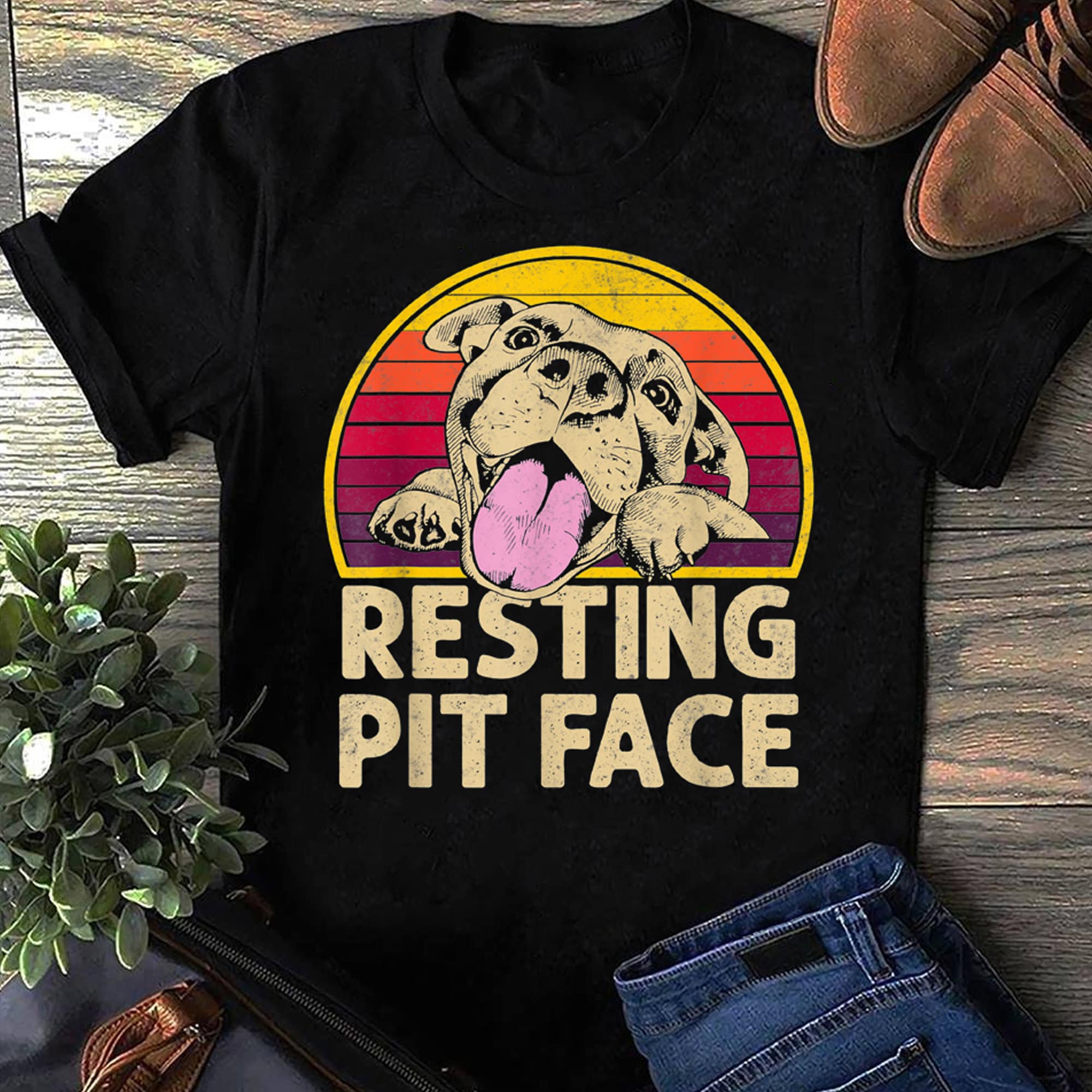Dog Pitbull Resting Pit Face Cotton Women T Shirts Short Sleeves Tees S чёрный