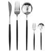 5Pcs Black Gold Dinnerware Set Knife Fork Spoon Flatware Set Stainless Steel Tableware Set Kitchen Cutlery Fruit Fork Silverware