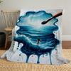 1pc paintbrush ocean Outdoor Flannel Blanket Soft Warm All-Season Throw for Sofa Bed Car Camping Office, Cozy Gift Idea1202S