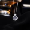 S925 pure silver natural chalcedony necklace, exquisite elegance, diamond-studded round pendant, light luxury, high-end versatile necklace