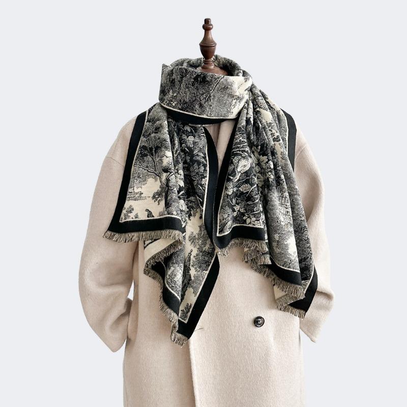 New Simple Imitation Cashmere Retro Style Scarf To Keep Warm Autumn and Winter Double-sided Shawl Scarf Women