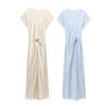 2025 Spring Women's European & American Style Silk Satin Slimming Knot Dress