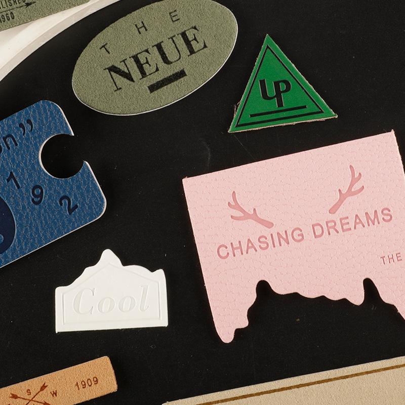 Duoku English Letter Leather & Cloth Label Patch for Clothing, Shoes, Hats, and Luggage