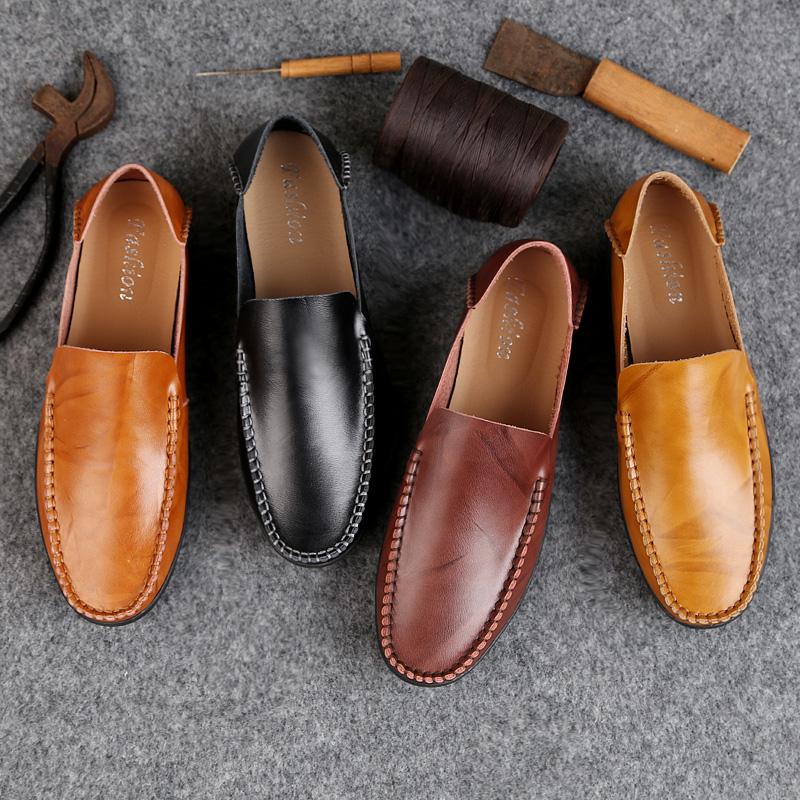New Summer Mens Casual Leather Loafers Men Loafer Shoes Lightweight Sneakers Male Slip-On Driving Flats Big Size 38-47