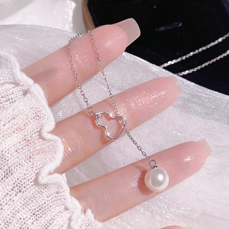Light Luxury Style Gourd Pearl Necklace for Women New Chinese Style High-end Collarbone Chain