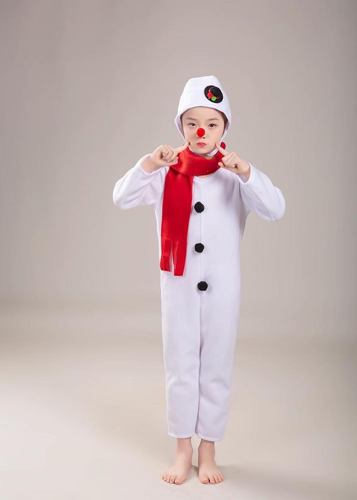 [MiniAya] Christmas Costume for Kids, Snowman Romper, Santa Costume, Cute Hat, Scarf, and Nose, Fluffy Santa Costume for Kids, Perfect for Christmas,