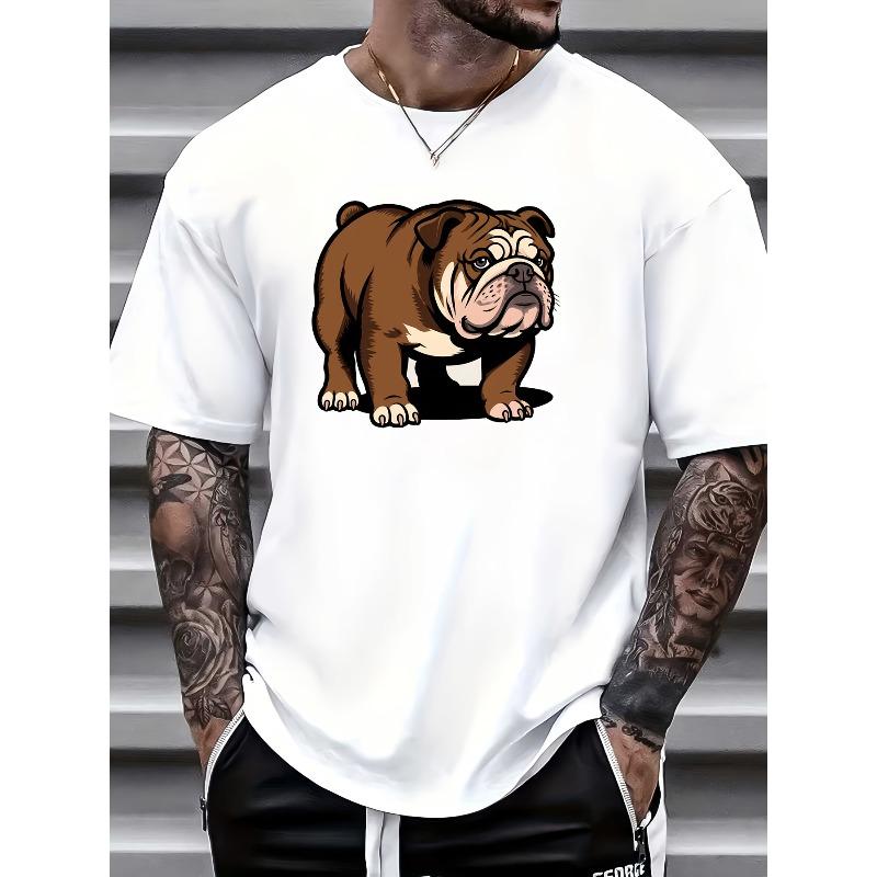 

Cute Bulldog Print Breathable T-Shirt for Men | Perfect for Family Gatherings, Casual Outfits, And Team-Building Events | Ideal Gift for Him S белый