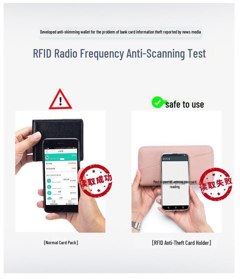 Damski portfel długi akordeonowy z prawdziwej skóry z ochroną RFID
