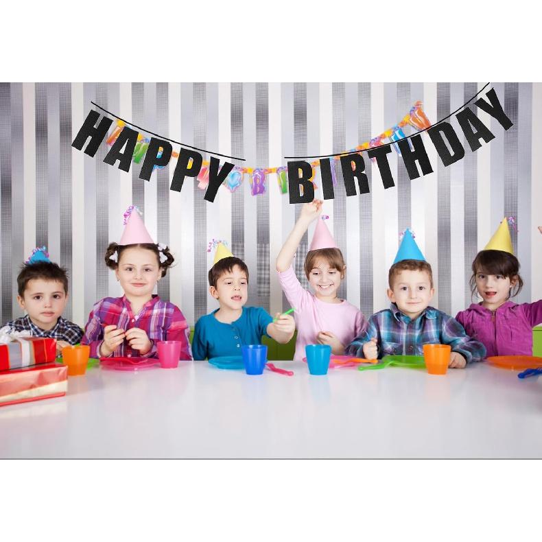 Black Birthday Banner Party Decorations for Women Men Birthday Supplies