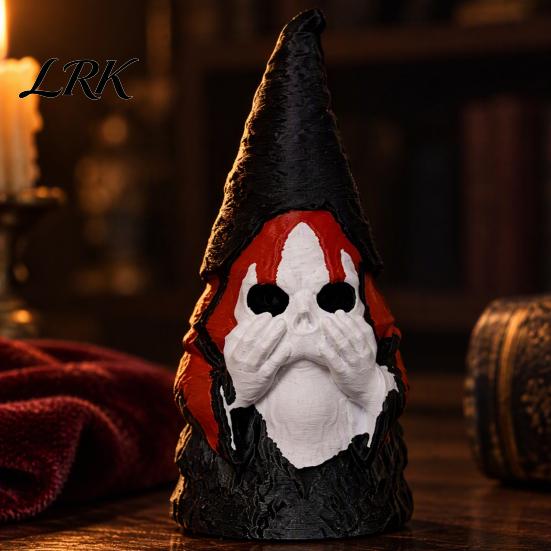 Spooky Outdoor Yard Decorations Gothic Skull Gnome Statue, 3D Printed Faceless Garden Figurine, Unique Home Accessories Halloween Skeleton Ornament