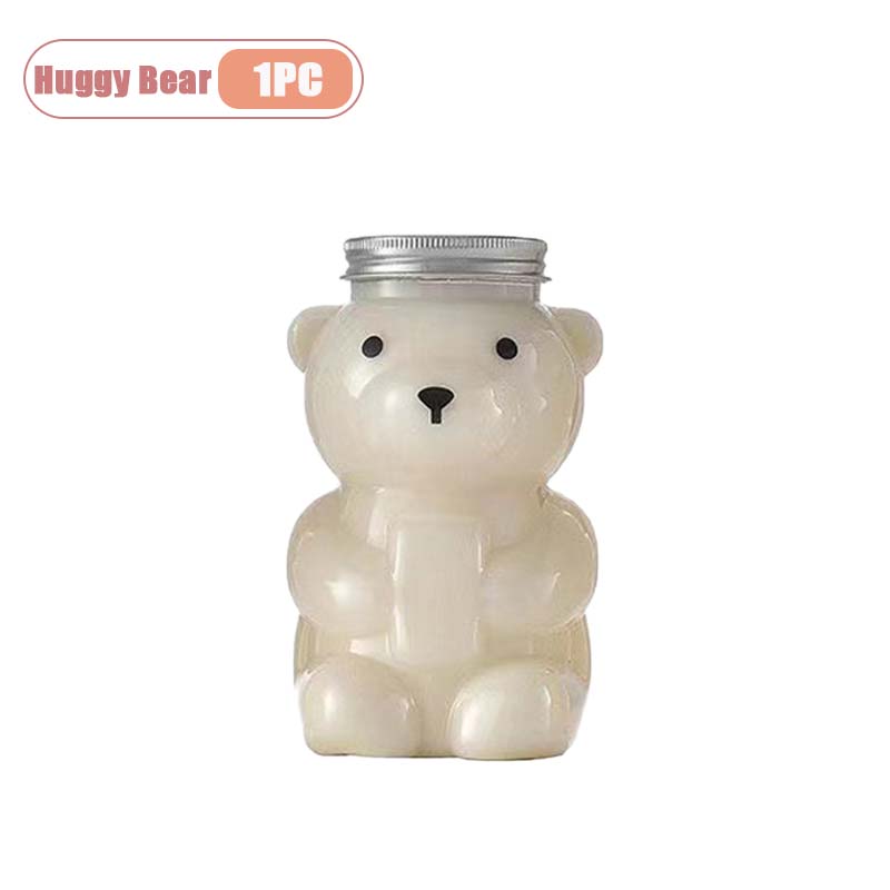 500ml Portable Cartoon Bear Transparent Bottles Cute Reusable Drink Containers for Bubble Tea Juice Milkshake Party Supplies