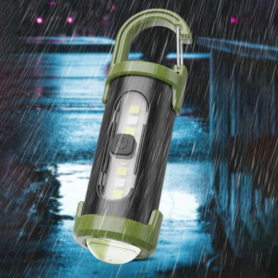 Multi-functional Mini Keychain Light Modes Adjustable Portable Rechargeable Flashlight Outdoor Camping Hiking Hanging Lamp Emergency Repair Work Lamp