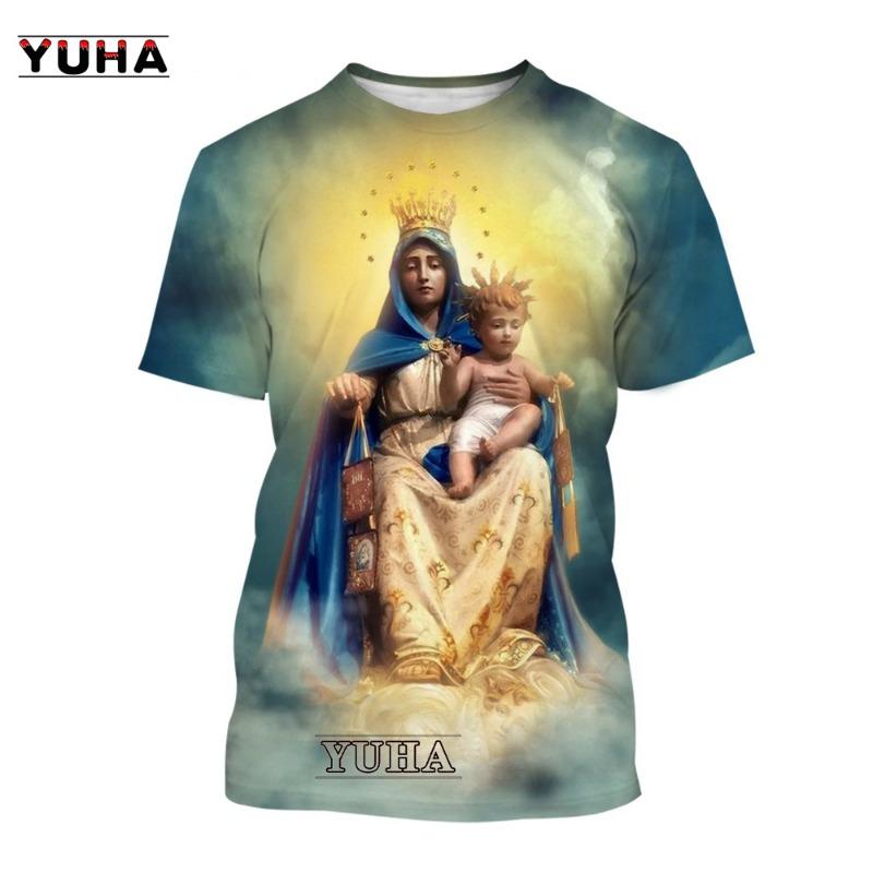 New Summer Fashion 3D T-shirt Blessed Virgin Mary&Jesus Print Faith Love Hope Men/Women Personality Stylish Casual T Shirt