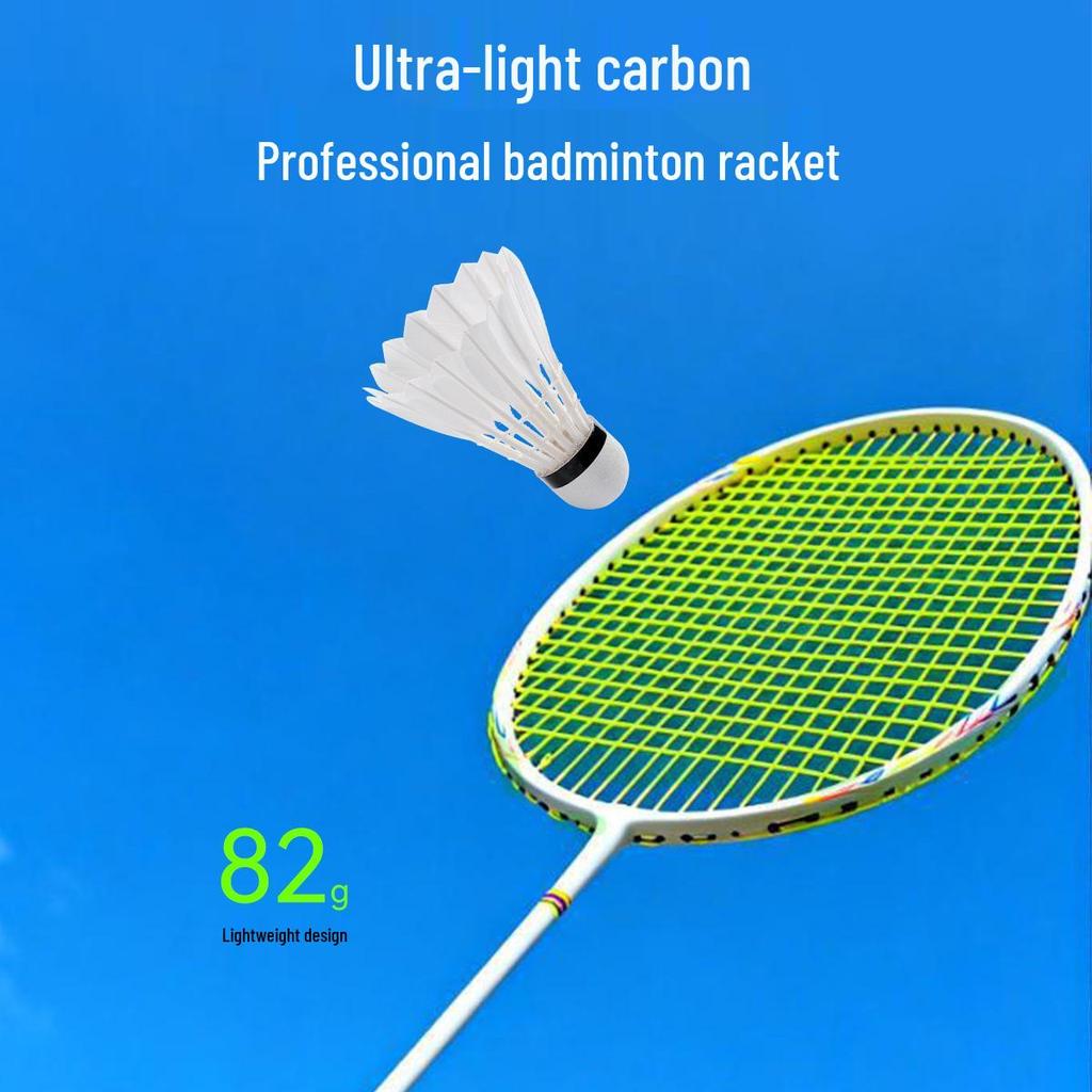 Full Carbon Fiber Badminton Racket Set for Men and Women - Durable, Lightweight, Offensive & Defensive, Professional Adult Singles & Doubles Play