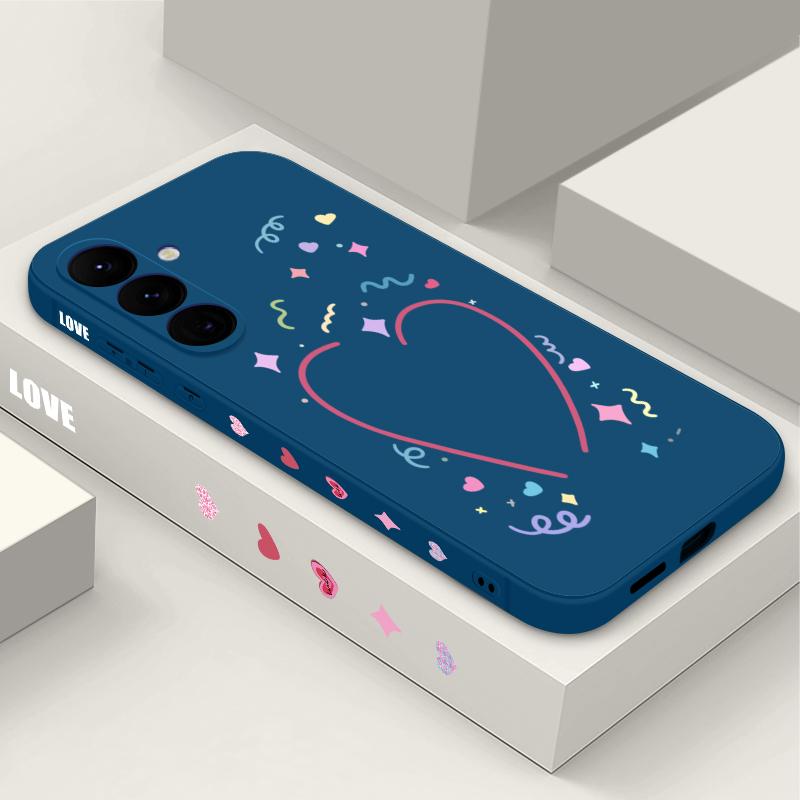 Lovely Heart Pattern Case For Samsung Galaxy S26 S25 Ultra S24 S23 S22 Plus S21 FE A15 A16 A17 A35 A36 A54 A55 A56 5G Soft Cover