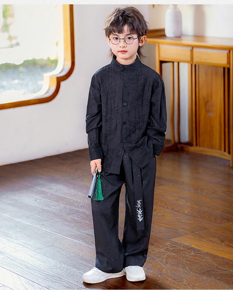 Boys' Chinese Style Hanfu Set - Spring/Autumn Shirt & Outfit for Performances and Formal Events