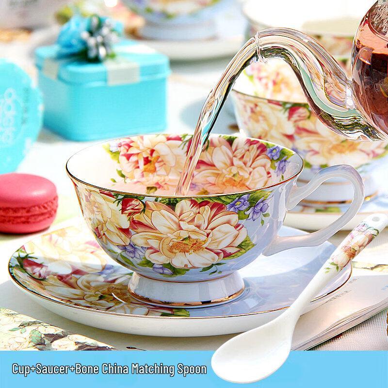 European Bone China Floral Coffee & Tea Set