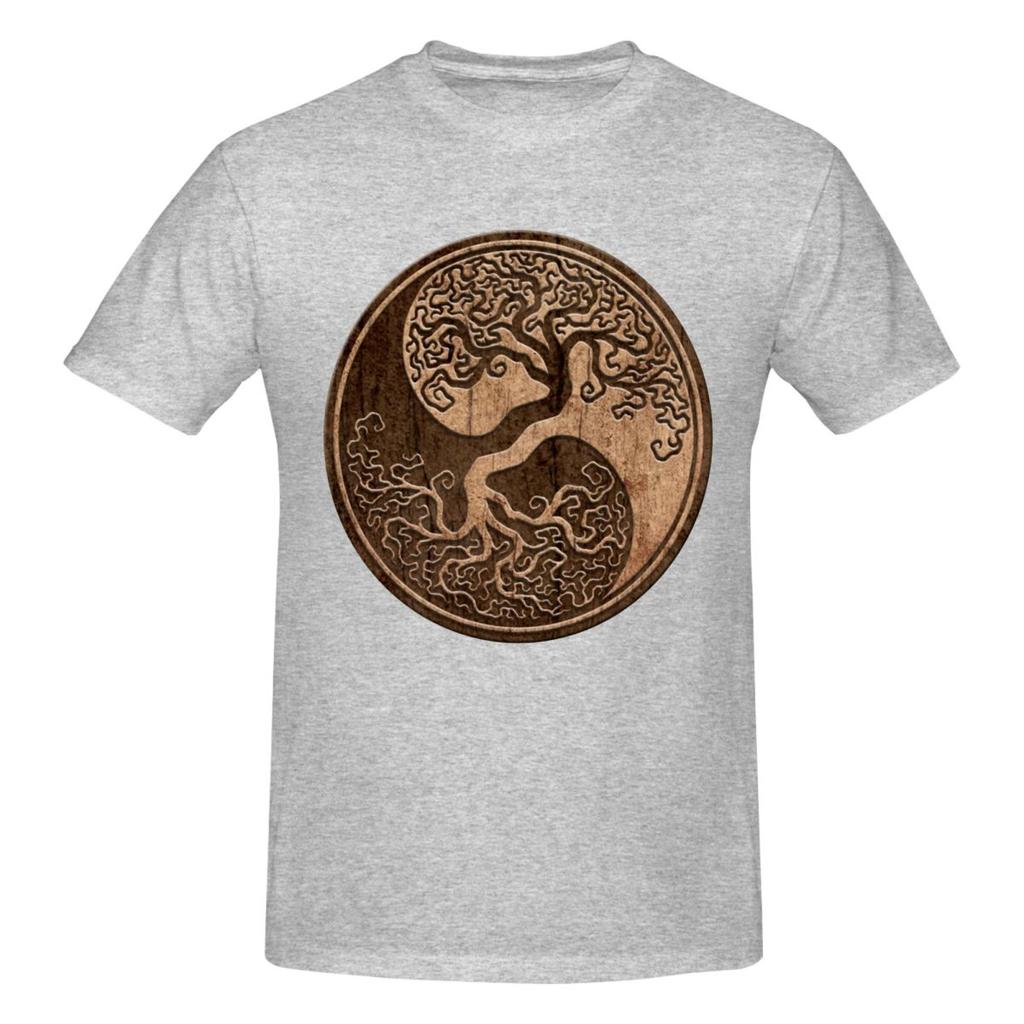 Unisex Tree Of Life Yin Yang Spiritual Natural Balance T Shirt Streetwear Oversized Cotton Crewneck Custom Sleeve Unisex Tshirt